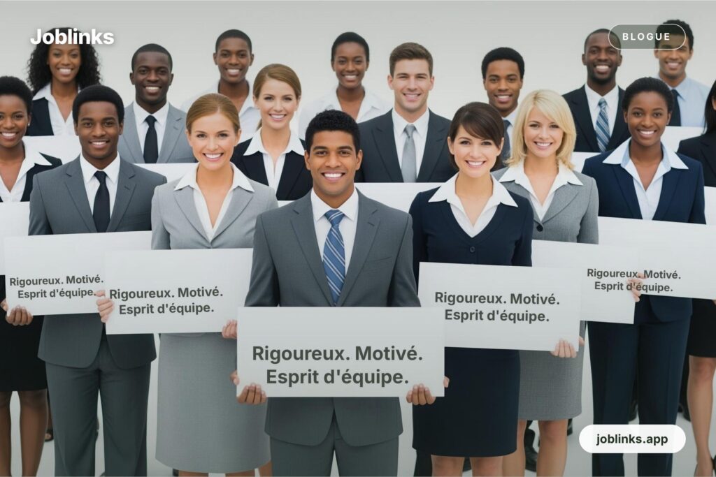 Candidats tenant des pancartes rigoureux motive esprit d equipe